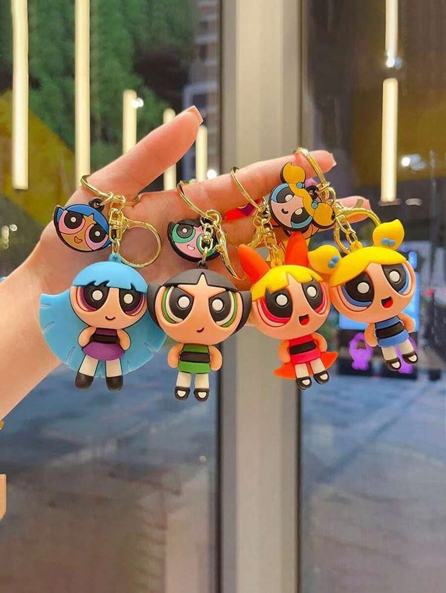 THE POWERPUFF GIRLS 2/3/4pcs Random Creative Cartoon Policewoman Keychain, Cute Delicate Accessory For Backpack, Handbag For Men & Women