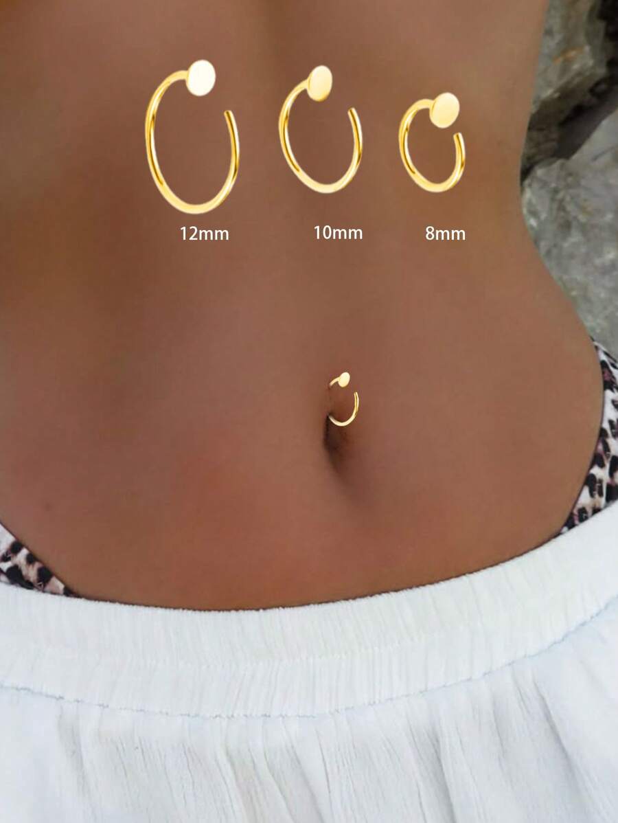 S925 Sterling Silber Bauchnabelpiercing, minimalistischer Stil, glatter Bauchnabelring, Mini-Bauchnabelspange, geeignet für den täglichen Gebrauch von Frauen