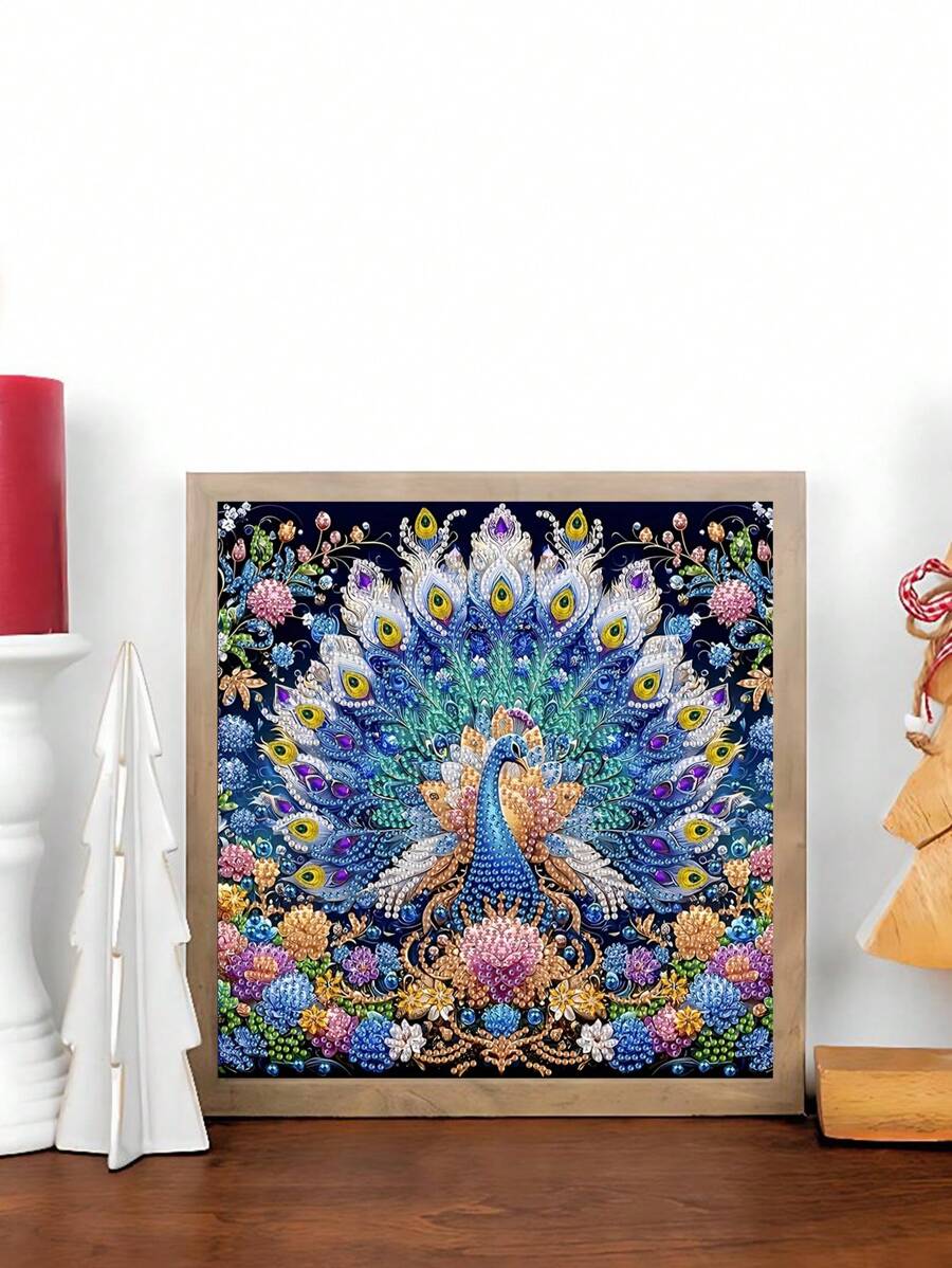 1pc Diamond Art Kit, 5D DIY Diamond Painting Peacock, 29.97*29.97cm - Crafts, Using Special Shaped Crystals And Diamonds, Frameless Wall Decor, Great For Adding Shine And Charm, An Ideal General Holiday Creative Gift