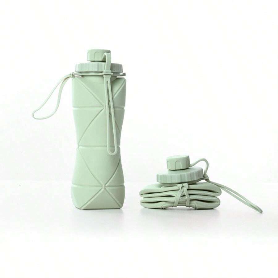 1 pieza Botella plegable de silicona de 600 ml, vasos de plástico reutilizables portátiles para adultos, botella de agua para exteriores, gimnasio, con mensaje motivador