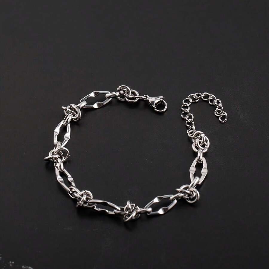 1 pièce Nouvelle populaire en acier inoxydable Bracelet en chaîne personnalisé en acier de titane fait main, accessoire frais et simple