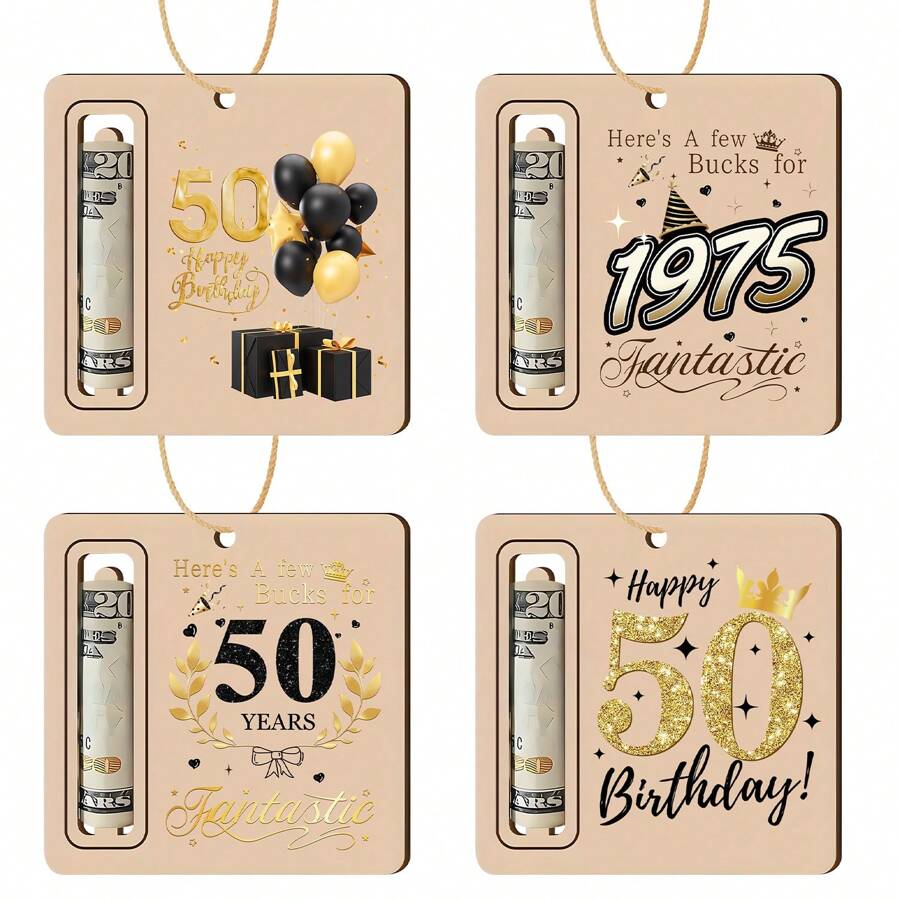 50. Geburtstags-Party Deko Geldbörse, hölzerne Gedenk-Geldbörse Dekoration von 1975, geeignet für Geburtstags-Party Deko, Geburtstags-Party Kleingeschenk, das ideale Geschenk für Freunde und Familien Geburtstage