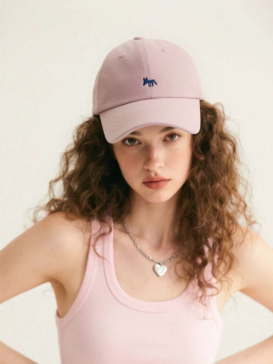 1 pièce Casquette de baseball avec broderie d'animaux rétro - Design de renard de dessin animé à la mode, casquette de soleil réglable snapback pour femmes - Casquette à pic respirante pour le streetwear d'été
