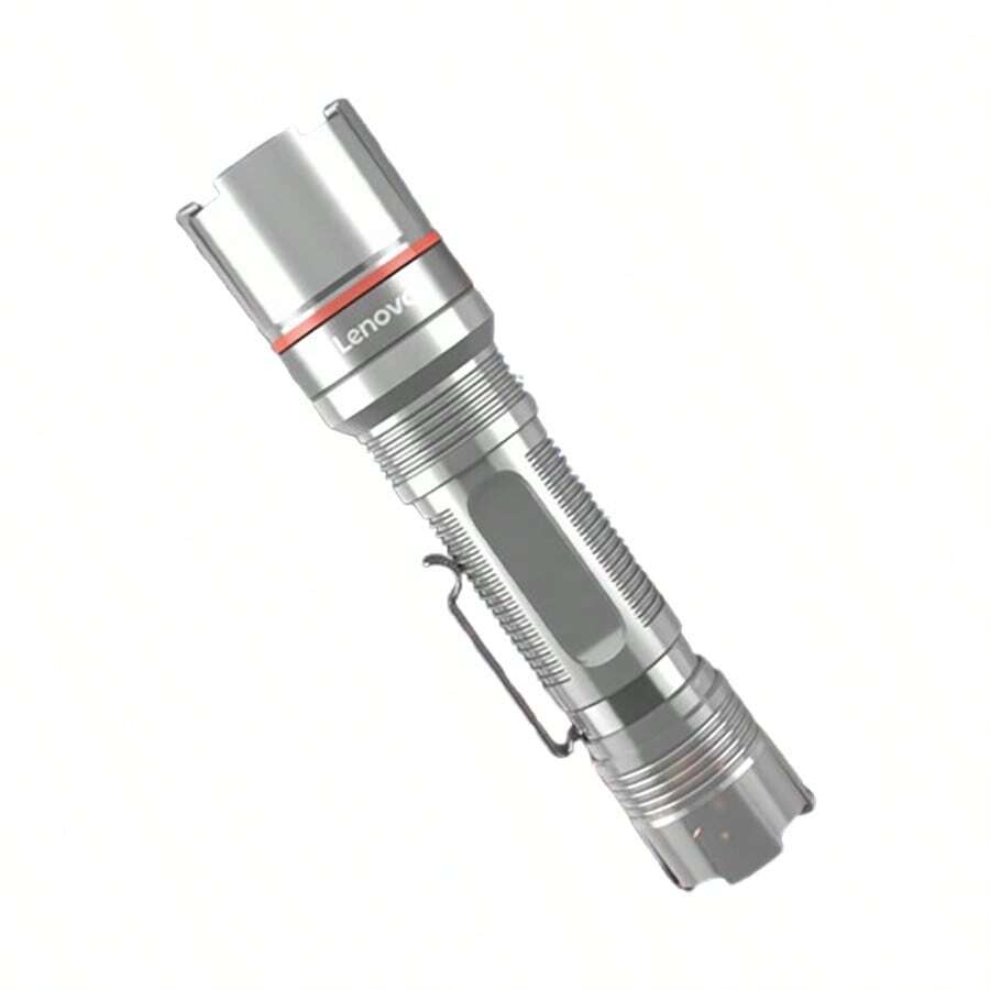 Lenovo Flashlight R2 Small Size And High Performance Optical Lens Ergonomic Design IP55 Protection Level Waterproof And Dustproof Three Light Control Modes Double Safety Protection Ultra-Long Battery Life Gray