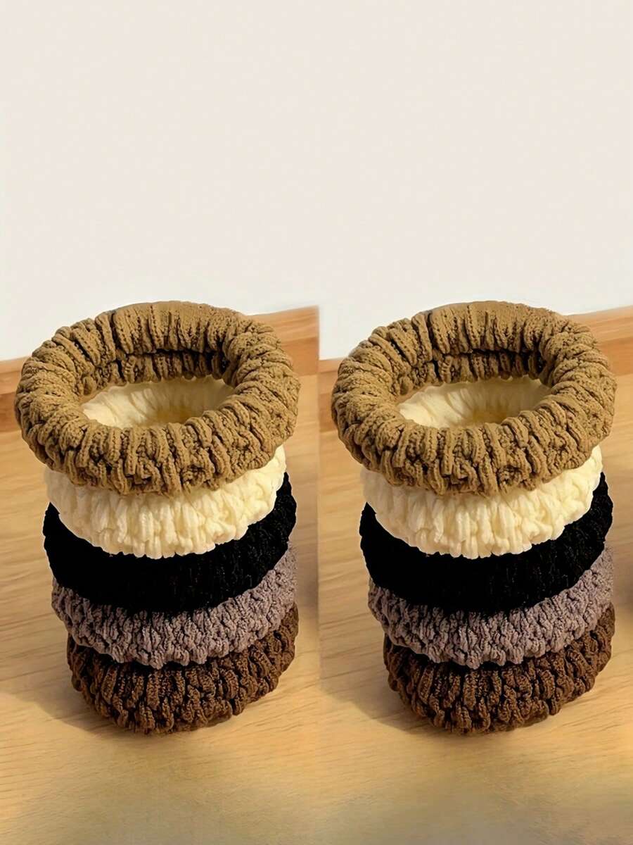 10 Stück schwarze/mehrfarbige Haargummis mit Popcorn-Textur, hochelastische, nahtlose Haargummis für Pferdeschwänze und Dutts, verdickt, Haargummi, Haarschmuck, Pferdeschwanzhalter, Haargummis, Haargummibänder