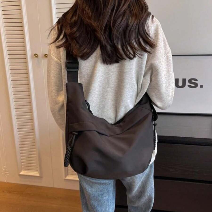 Fashion Street Style Shoulder Bag, Simple Handbag, Large Capacity Fashion Travel Crossbody Bag, Elegant Canvas Bags