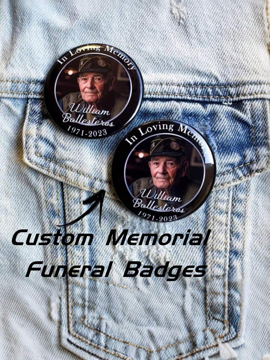 1 Stück personalisierter Memorial Trauer Anstecker, individualisierter Trauernadel mit Foto und Text