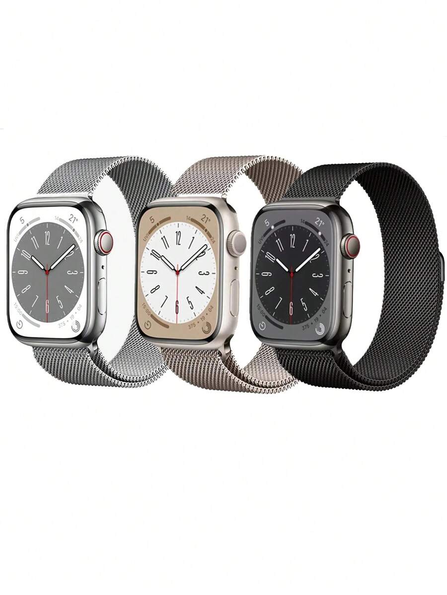 Correa de bucle milanés de acero inoxidable magnético para hombres y mujeres | Compatible con Series 10/9/8/7/6/SE 2nd Gen (38mm/40mm/41mm/44mm/45mm/49mm) | Ligera y transpirable para uso diario, negocios, verano, commute y uso casual