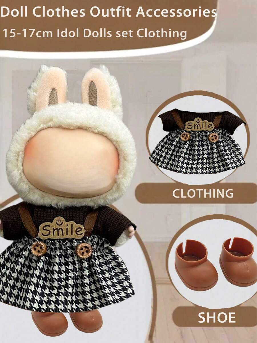 1 Set DIY Fashion Gift Set For Girls Kids & Friends -17cm Doll Outfit Making Kit For Labubu (Adorable & Cool Styles: Clothes+Helmet+Shoes) | Cute Birthday Party Costumes & Stylish Easter Christmas Outfits | Fun Music Festival & Summer Travel Role Play Accessories (Doll Not Included)