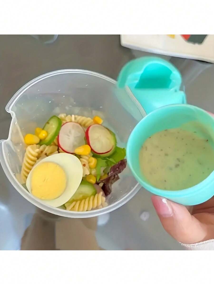 Salad Shaker, Fresh Salad Cup With Salad Dressing Portable Salad Lunch Box Shake Salad Dressing Lunch Portable Breakfast Salad Cup With Spoon And Fork Lid - Picnic Lunch Breakfast Lunch Cup For Yogurt, Milk, Etc., Kitchen Accessories, Salad Making Kitchen Gadgets - Suitable For All Festivals