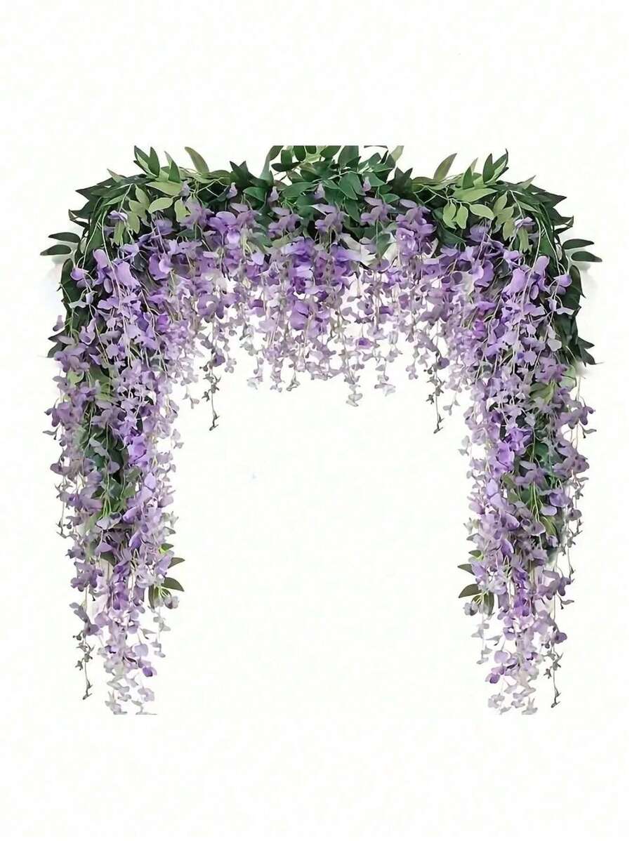 2 Stück künstliche Wisteria Hängeblume, künstliche Wisteria Rebe, Seide Wisteria Blumen Girlande für Hochzeit, Party, Garten, Heim-Dekoration, Außenbereich, Innenhof, Korridor, Balkon, Schlafzimmer, Wohnzimmer, Wanddekoration, Sommer-Dekoration, Geburtstagsgeschenk, Abschluss-Dekoration