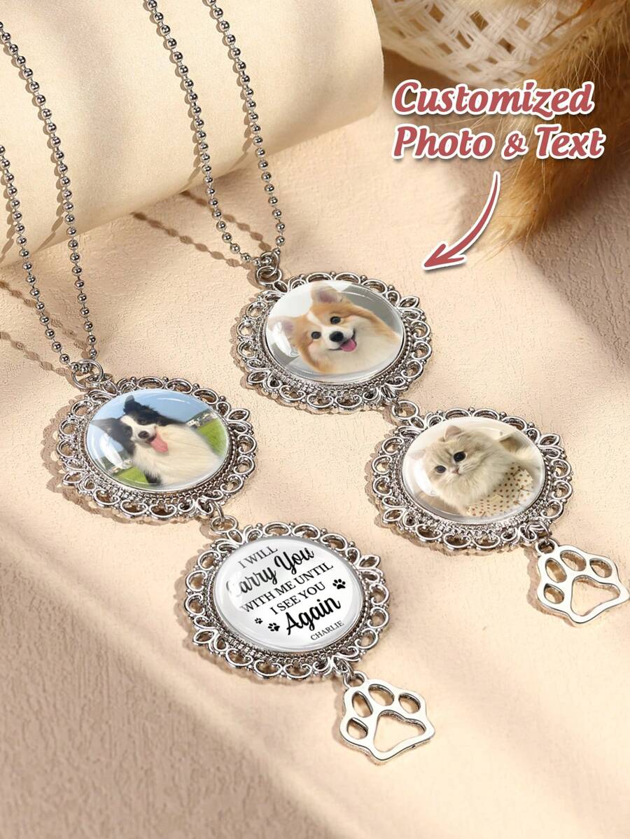 1 pieza Colgante personalizado con foto de mascota, llavero personalizado de mascota, llavero con foto personalizada, decoración de auto personalizada para mascotas, adecuado tanto para hombres como para mujeres que aman a los perros y gatos, acero inoxidable, diseño de gato, sencillez, moda