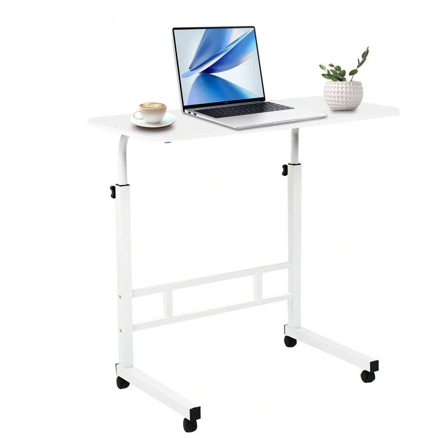 Laptop Table, Adjustable Sofa/Bed Side Table Portable Desk With Wheels Overbed Table Laptop Cart