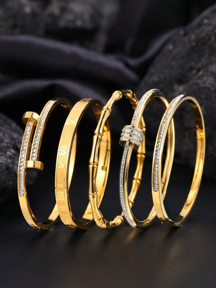 Camhanno 1 pieza Brazalete minimalista retro de acero inoxidable adecuado para uso diario de mujeres/regalo perfecto para el Día de San Valentín y Navidad para amigos