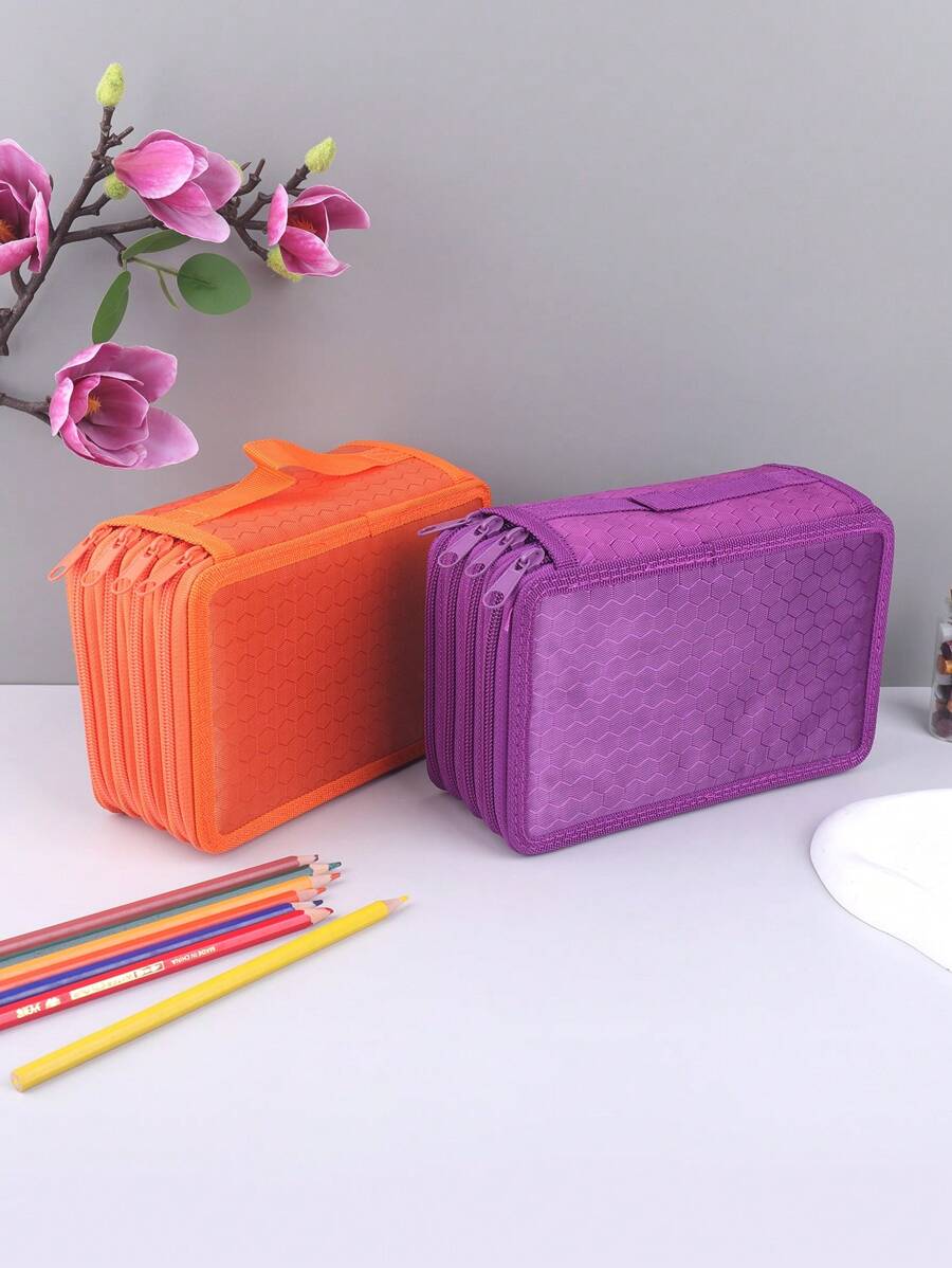 1 Pezzo Astuccio per matite a 4 strati e 72 spazi, con bellissimo disegno a nido d'ape, grande capacità, portatile, scatola di cancelleria, adatto per studenti per matite colorate, disegno e archiviazione di cancelleria, essenziale per il ritorno a scuola - regalo per amici, ritorno a scuola, forniture scolastiche, astuccio per matite, borsa scolastica