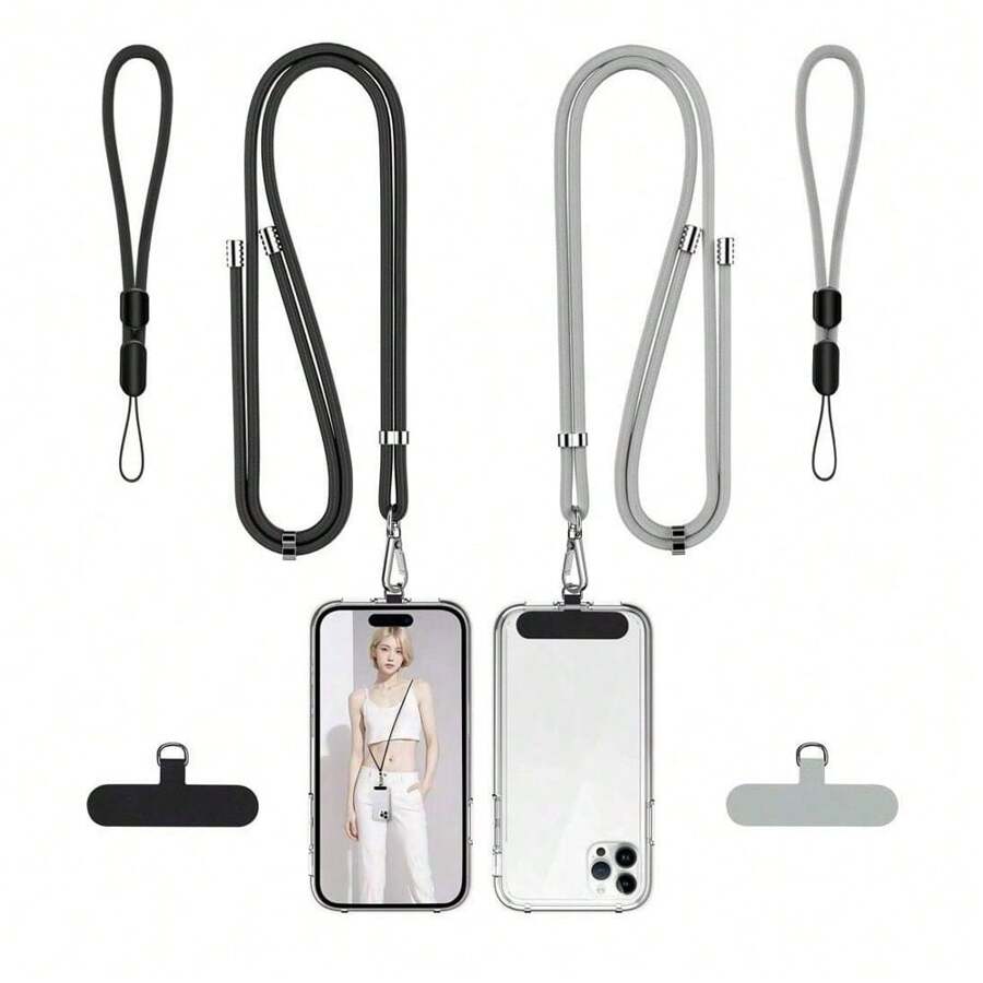 1set Minimalist Style Phone Lanyard, Wristlet, Detachable Crossbody Phone Strap, Outdoor Anti-Lost Durable Wrist Strap, Key Chain Black