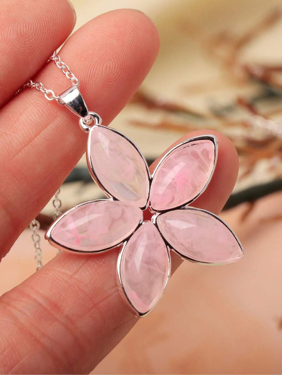 1 pièce Collier pendentif floral bleu clair, 3 options de couleurs