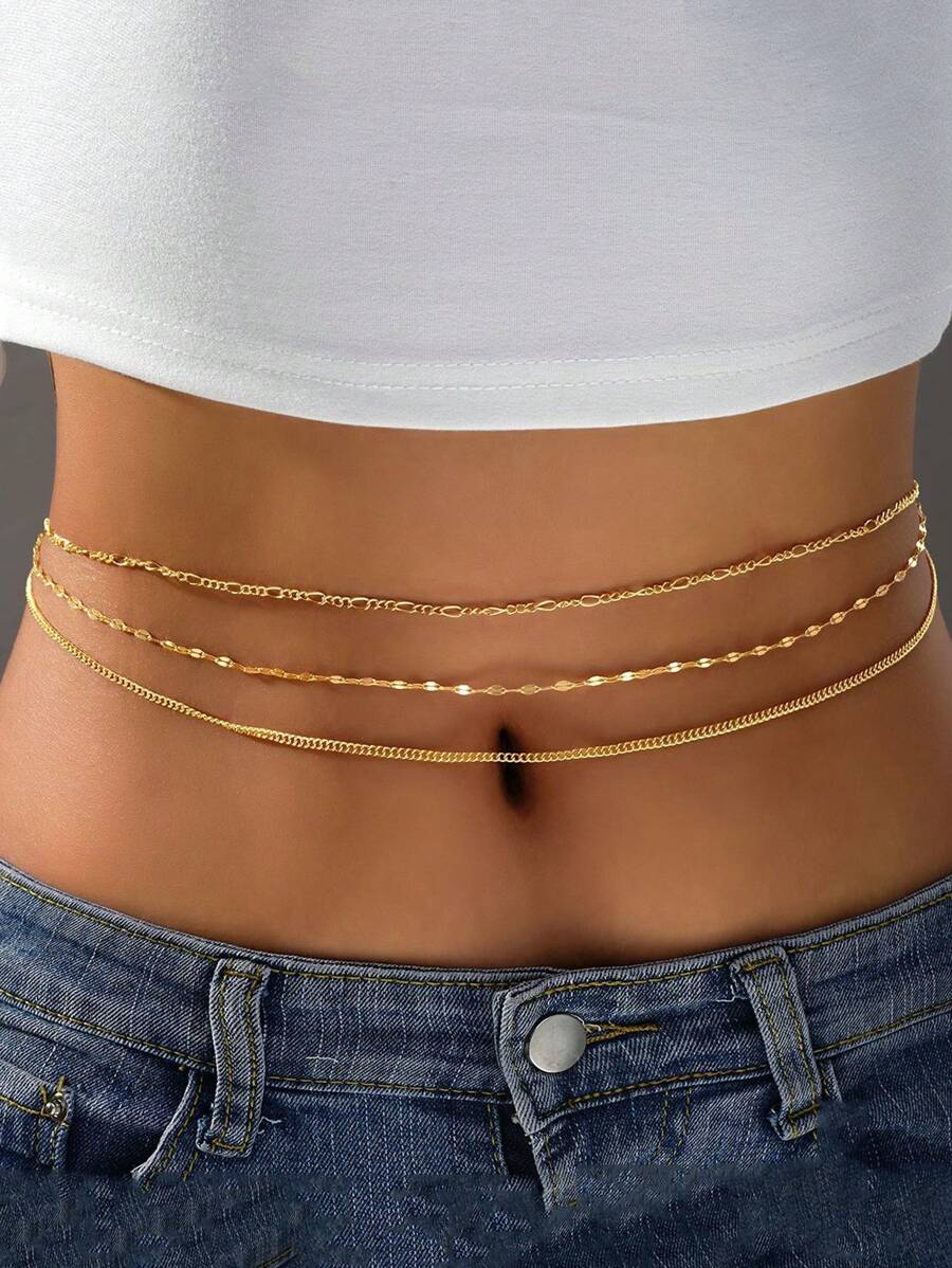 Ladies' Layered Abdominal Chain Adjustable Sexy Bikini Satellite Bead Chain Summer Matte Body Chain Women's Jewelry Gifts