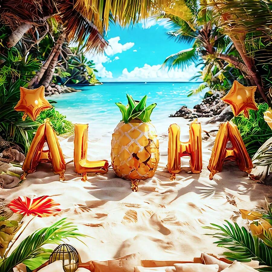 1 Set Hawaii Aloha Ballon Wand Dekorations Set Geburtstag Hochzeit Strand Party Anordnung Tropisches "ALOHA" Ballon Kombination Wasserfest langanhaltend Festival Dekorative Windbälle