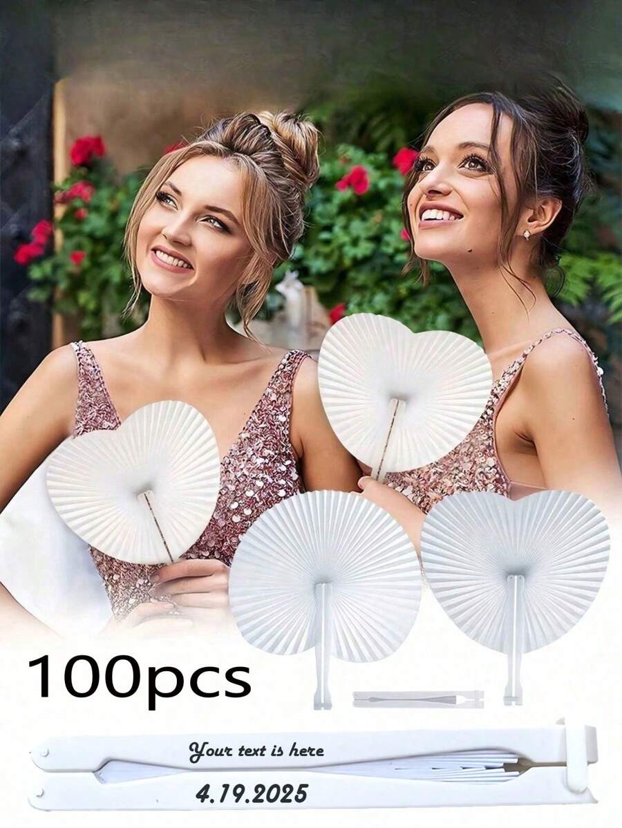 Personalized Custom Folding Fan Round And Heart Shaped Paper Fan Accessories With Plastic Handle For Wedding Favor Party Bag Filler,Durable,Colorful,Cute,Adorable,Funny,Kawaii,Y2K,Stylish,Unisex,Casual,Custom,Personalized,Unique,Customized,Ideal Gifts For Him,Ideal Gifts For Her,Her,Boyfriend,Girlfriend,Family,Friends