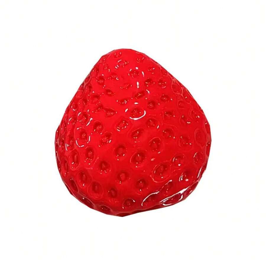 Brinquedo de Alívio de Estresse em Formato de Morango Grande e Brilhoso para Espremer, Imita Lama de Silicone, DIY Artesanal de Alta Estética, Novo Morango Transparente Rosa com Cobertura Cremosa no Top