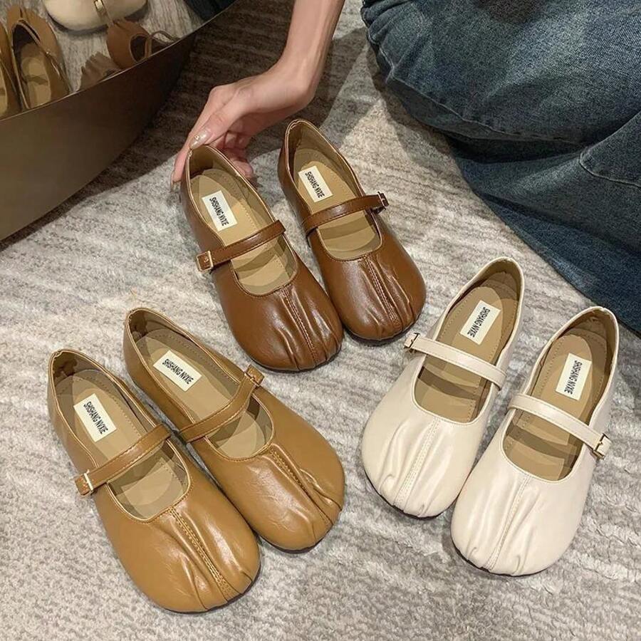 Mocasines con punta cuadrada de boca plana, estilo chino moderno de primavera y verano 2025, zapatos de abuela de talón plano, suela blanda y de uso versátil