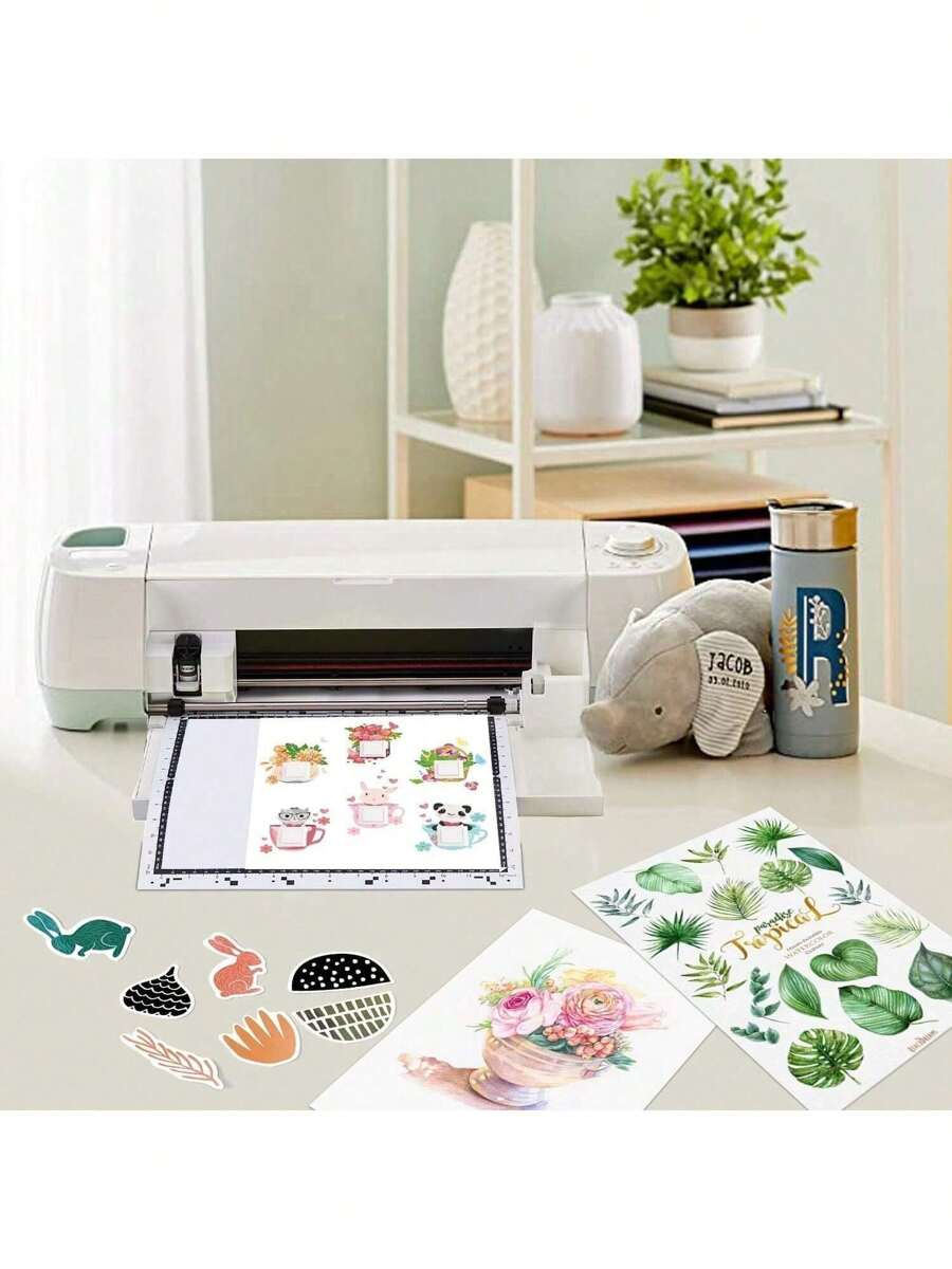 50 fogli di carta adesiva in vinile stampabile - bianco opaco - 21 cm x 27,9 cm (8,3" x 11") - carta adesiva impermeabile per stampanti a getto d'inchiostro/laser, asciugatura rapida e stampa vivace, forniture scolastiche, ritorno a scuola