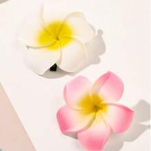 2pcs Pink and White Frangipani Hairpins