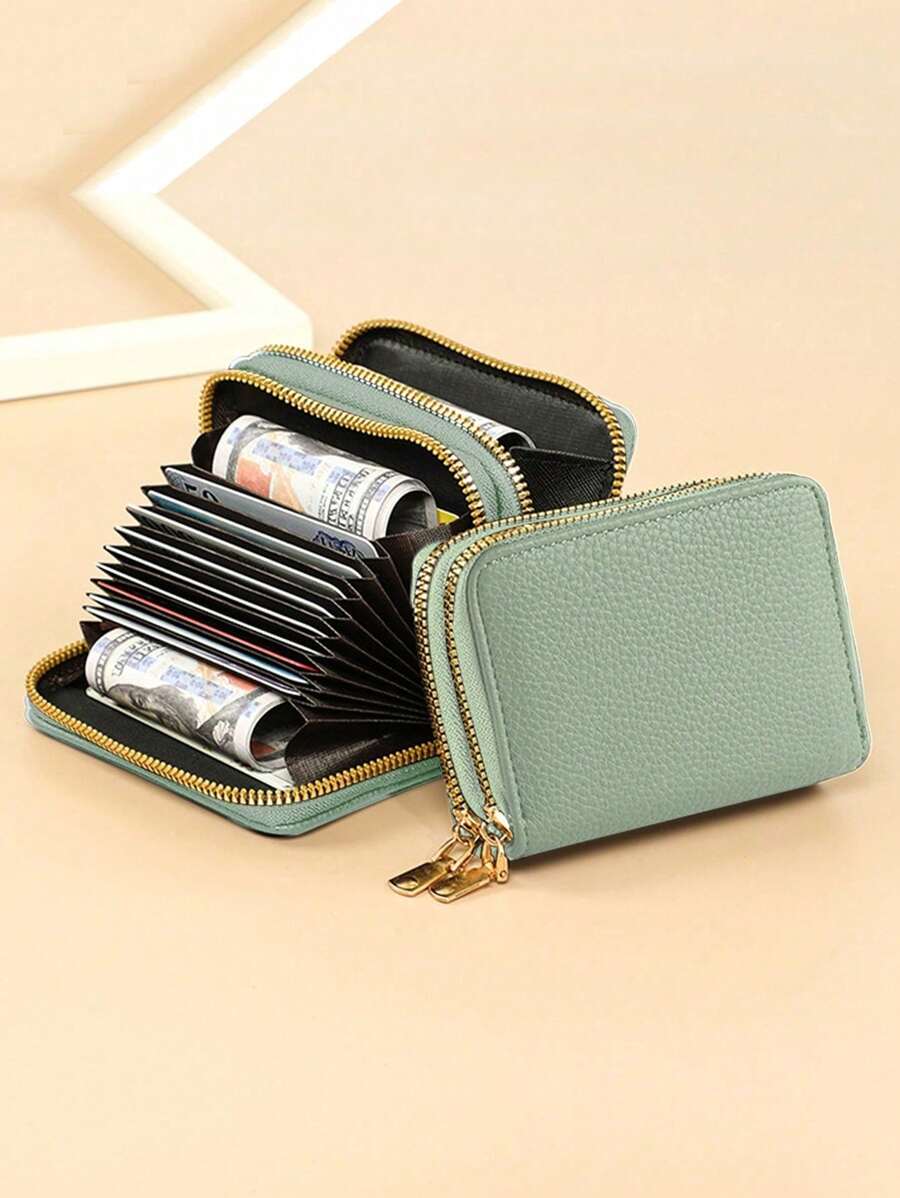 New Women Wallets Female PU Leather Purses Coin Card Holders Short Double Layer Zipper Card Purse Multifunctional Large Capacity Money Bag For Women Wallet Mini Wallet Purse Wallet Card Wallet