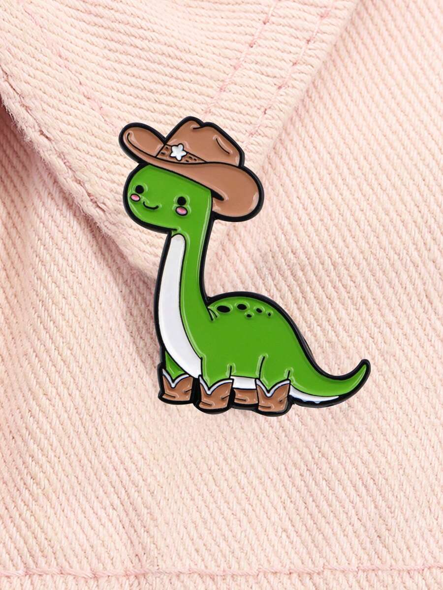 1 peça broche de esmalte fofo de dinossauro com desenho de animal broche de metal com lapela crachá acessórios para mochila joias presente