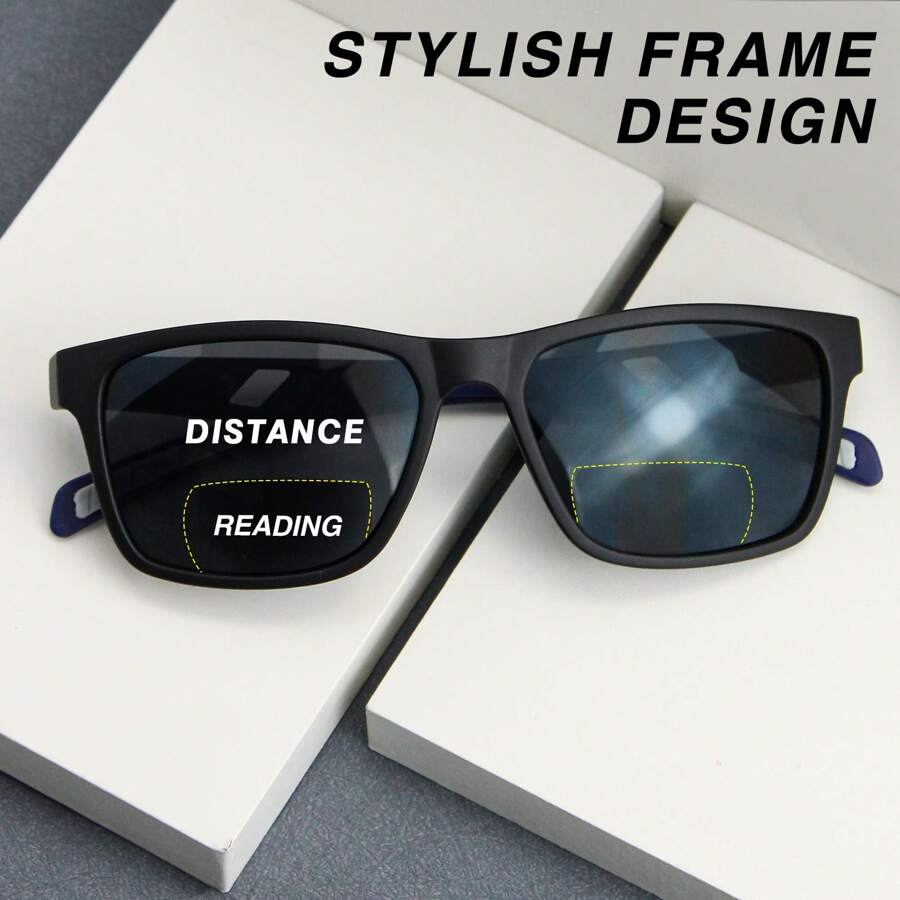 1 modischer graublau getönter Lesebrille im Sportstil, mattierte hochauflösende Linsen, essentiell für Reisen und Vergrößerung