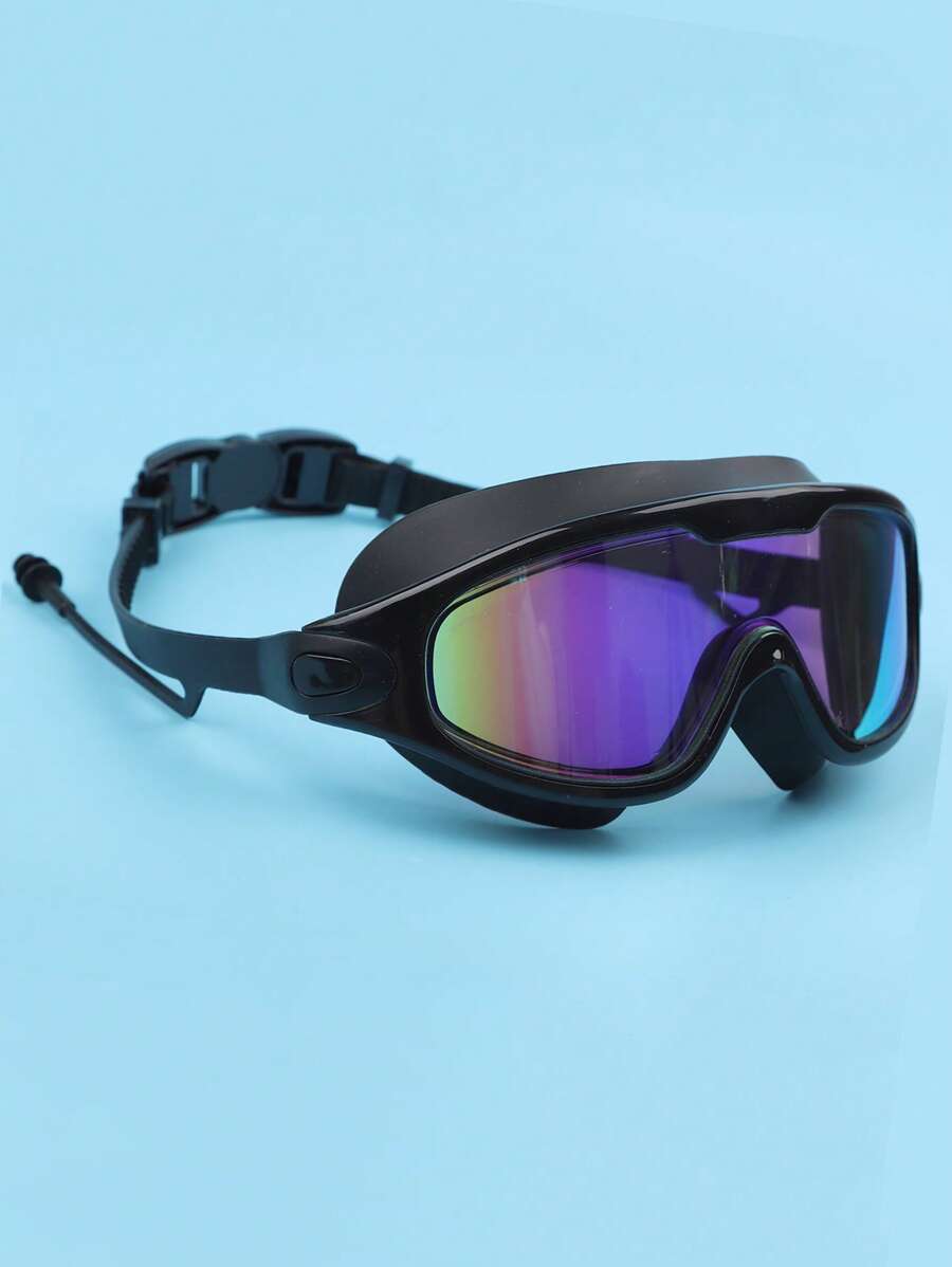 SHENYU Gafas de natación antivaho con tapones para los oídos, de gran tamaño, para adultos y adolescentes, accesorios esenciales para la playa, accesorios de playa, flotador de piscina