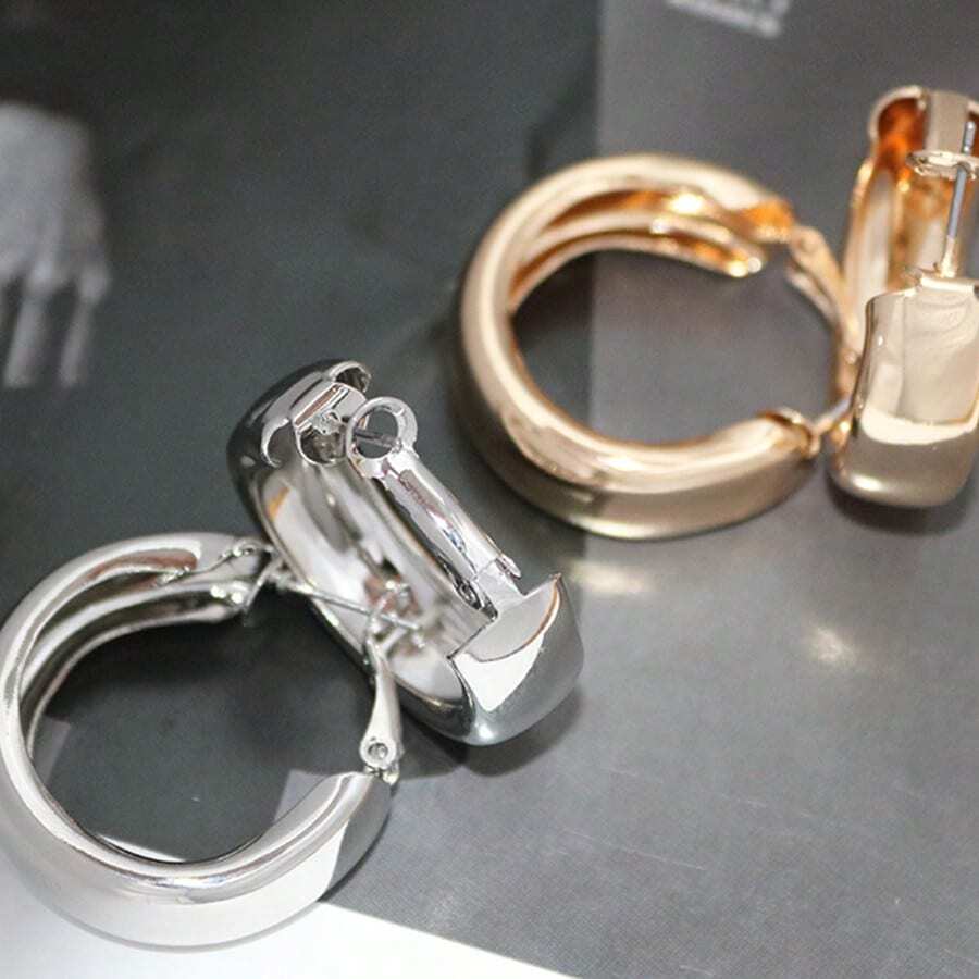 2 pares de elegantes pendientes de aro de metal retro minimalistas y versátiles, adecuados para atuendos diarios y de fiesta de mujeres