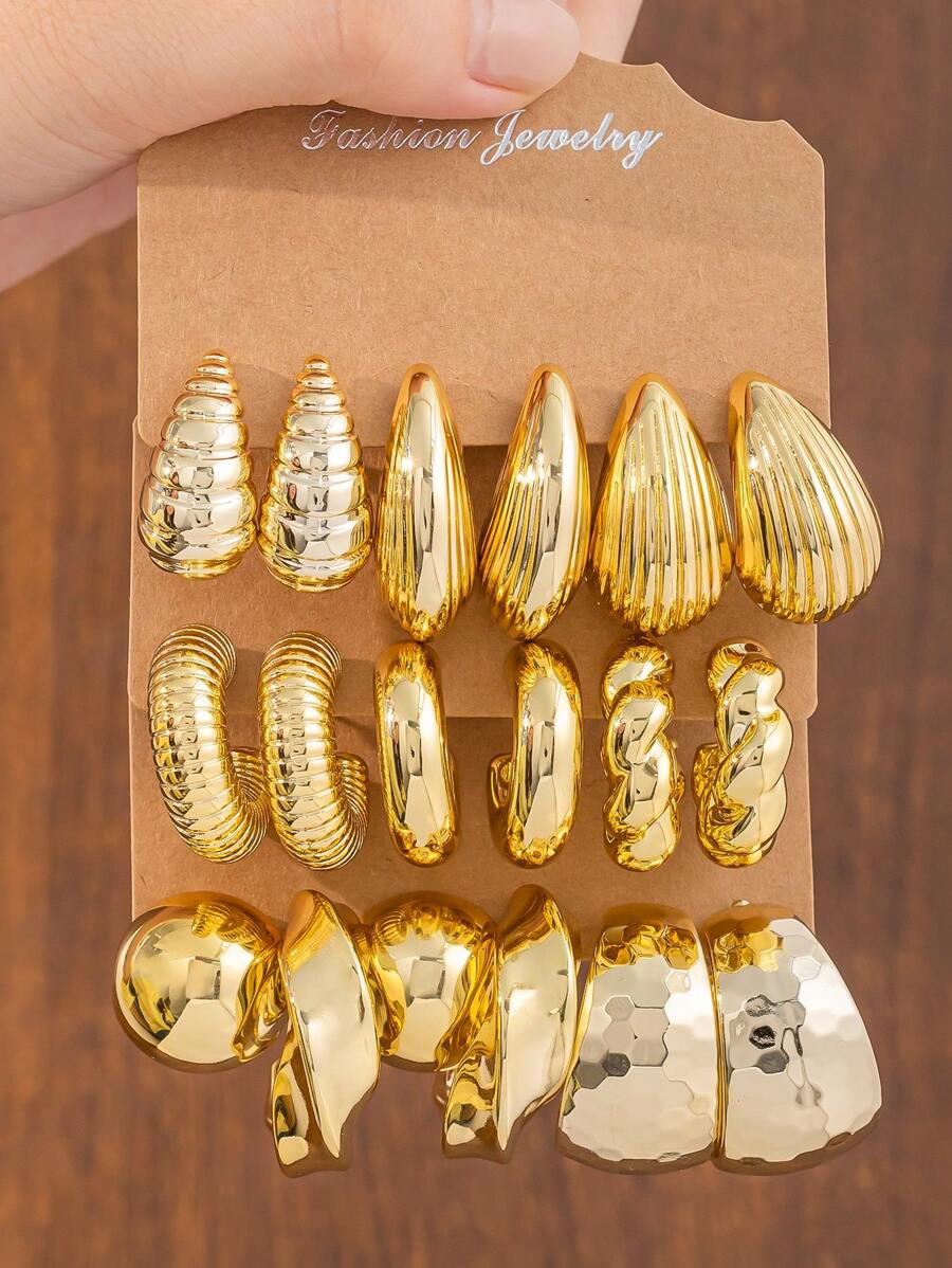 Set de boucles d'oreilles avec éléments marins élégants en CCB, style populaire européen et américain
