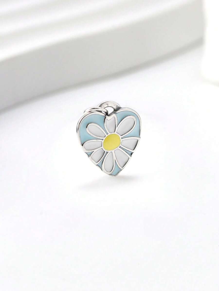 1 pièce Charm en argent 925 simple et unique en forme de tournesol, pendentif DIY. Bijou délicat, cadeau pour femmes ou hommes
