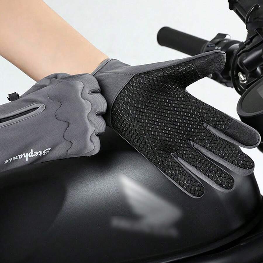 1 Paio di guanti ciclismo invernali, guanti da sci per esterni, imbottitura in pile caldi e spessi, compatibili con touchscreen, antifreddo per uso casual quotidiano, unisex