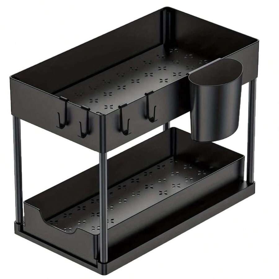Under Sink Organizers And Storage, 2-Tier Sliding Cabinet Basket Organizer, Multi-Purpose Under Sink Organizers And Storage For Bathroom Kitchenwith