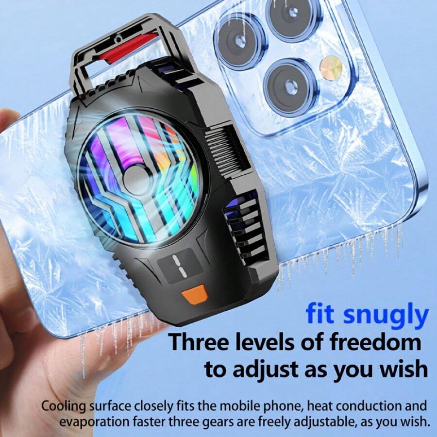 Enfriador de teléfono con pantalla de temperatura, ventilador de enfriamiento para teléfonos de juegos, diseño de clip trasero con iluminación RGB, ventilador portátil y ligero con placa de hielo para teléfonos