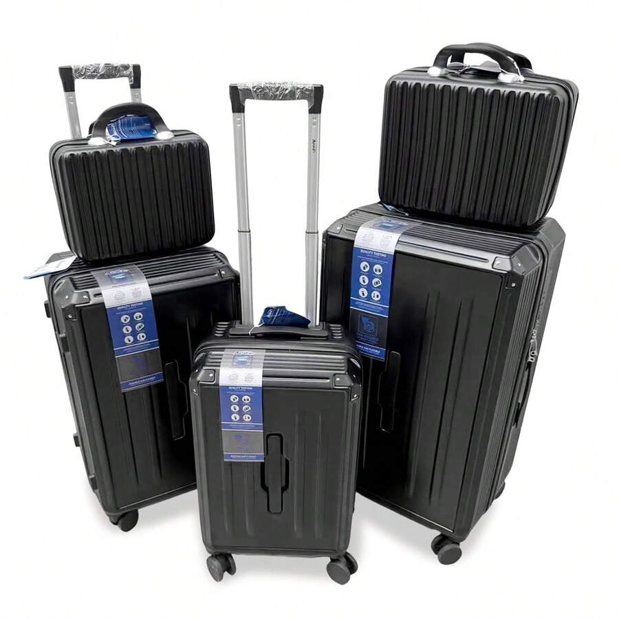 Las maletas están hechas de plástico resistente y también están hechas en negro. Las maletas están equipadas con ruedas duraderas y cerraduras de combinación. En el interior hay varios bolsillos y hay mucho espacio para tus cosas. Las maletas se han demostrado muy bien en el mercado. Docenas de clientes quedaron satisfechos después de comprar estas maletas.