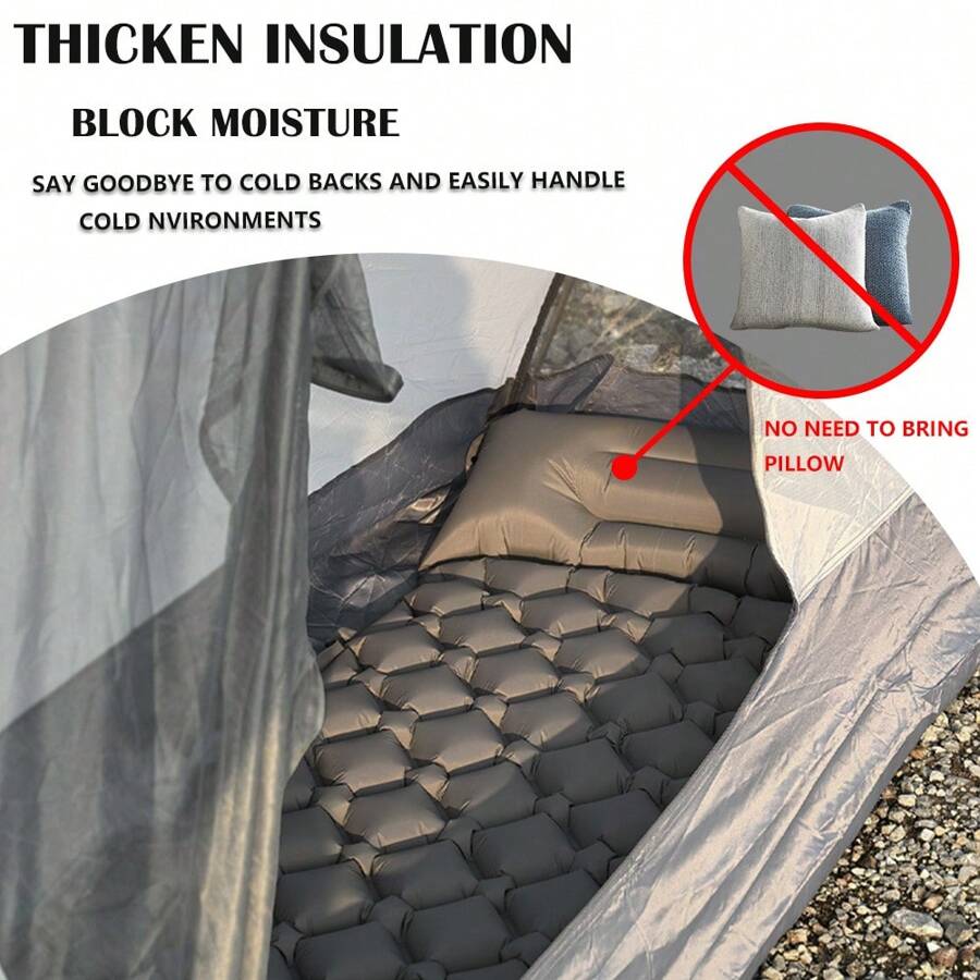 Upgraded 5cm Inflatable Camping Mattress With Built-In Ergonomic Pillow |Combinable Double|Twin Size |Lightweight Protable Quick Inflation Air Mattress For Camping,Hiking,Travel&Outdoor