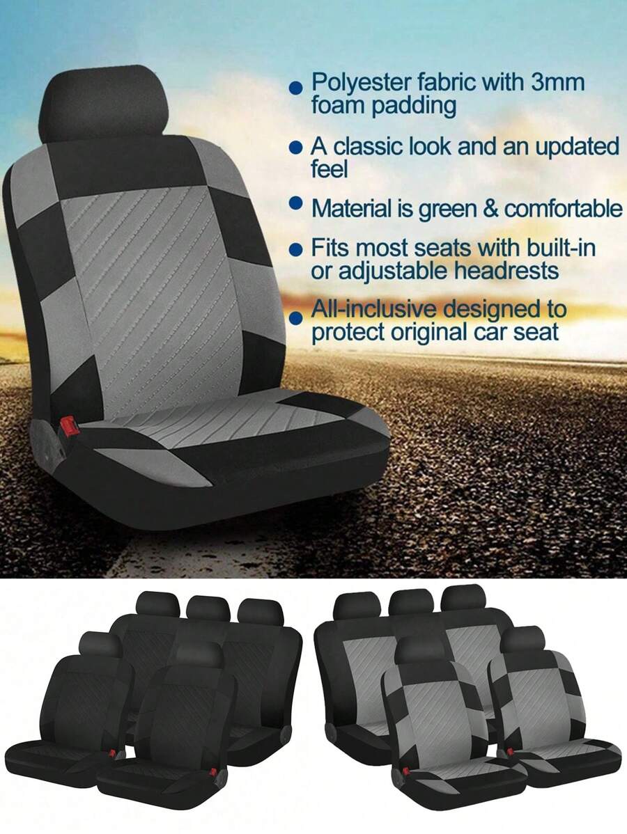 1/2/5pcs Universal Seasonal Car Seat Covers, Fabric, Ultra-Thin, Anti-Dirty, Breathable Elastic Net Cloth Seat Cushion Covers