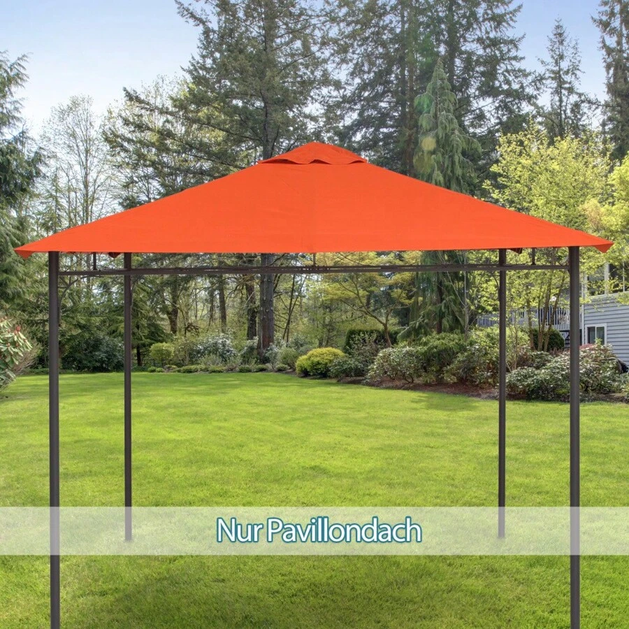 Tetto di ricambio per gazebo 3x3m arancione | Tetto in poliestere impermeabile (298x295cm) con 8 fori di drenaggio e 4 tiranti