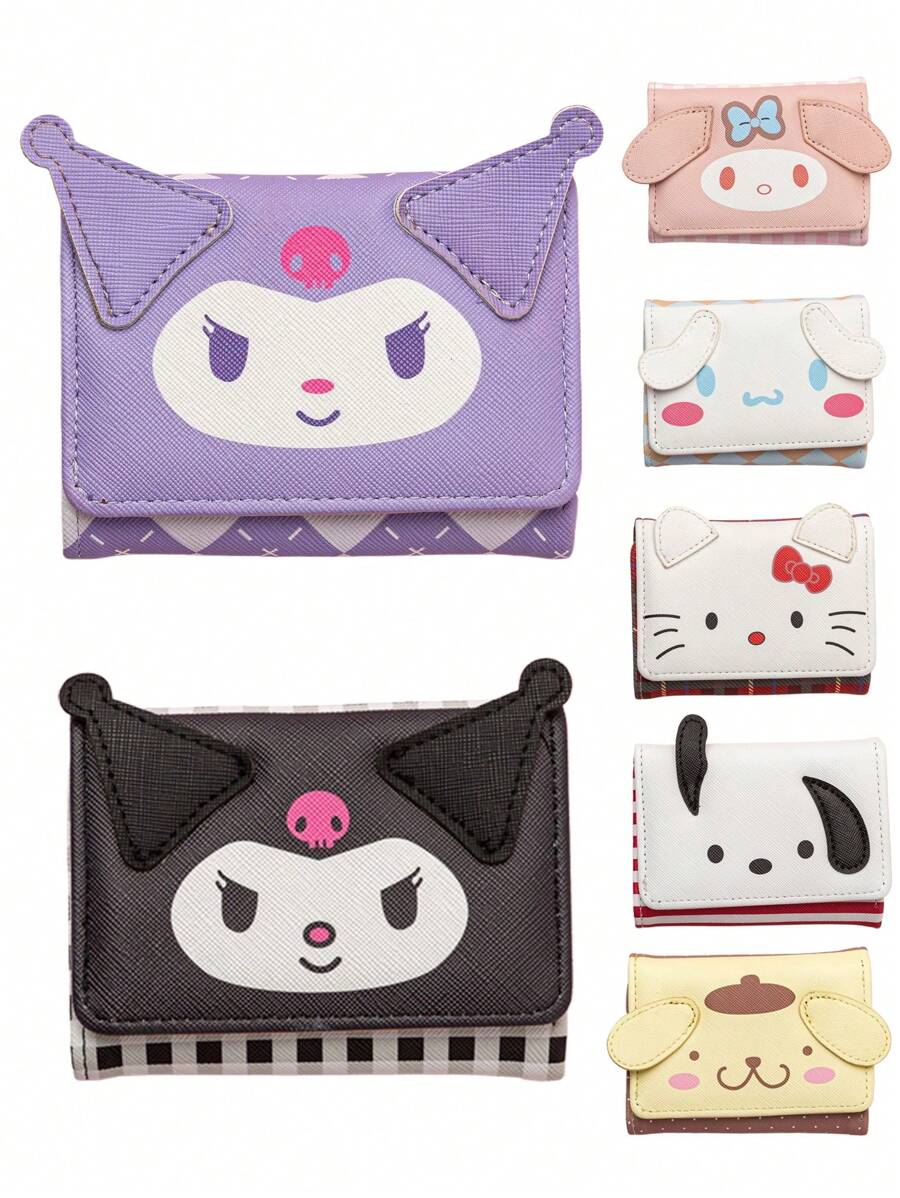 Sanrio 1/2/3 Peças, Carteira de Aparência de Alto Nível Sanrio Oficialmente Autorizada, Hello Kitty, Kurumi, Cachorro Yugua, Cachorro Pudding, Melodi, Carteira do Cachorro Pudding, Estilo Jovem de Cor Dopamínica, Adequada para Carregar Durante Viagens, Conveniente para Guardar Trocos Soltos, Cartões Bancários, Carteiras de Motorista, Passaportes, O Melhor Presente para Amigas