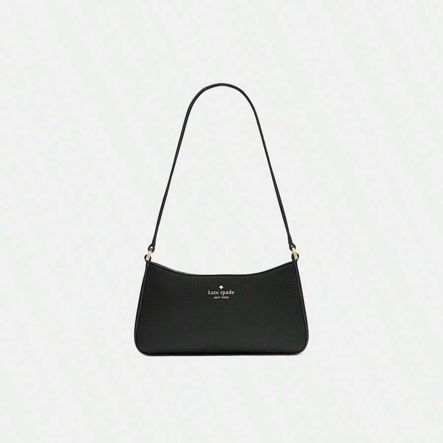 Kate Spade Bolso de hombro de piel negra para mujer, tipo clutch, tipo hobo, con cierre de cremallera.