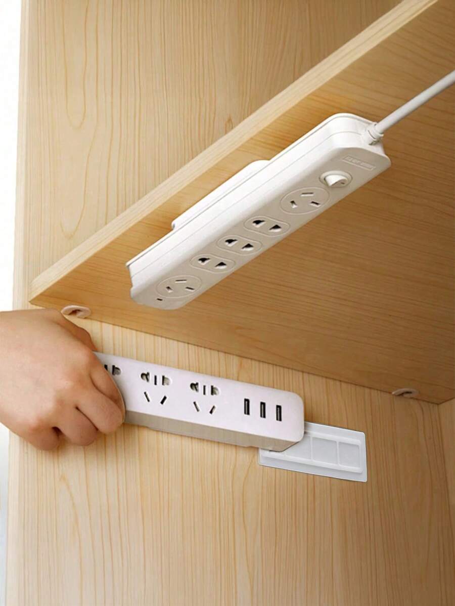 3pcs Painless No-Punch Wall Mount Power Strip Holder,Wall-Mounted Plastic Router Plug Fixed Bracket, Cable Organizer For Non-Drilling Placement Of Data Cables And Power Strips
