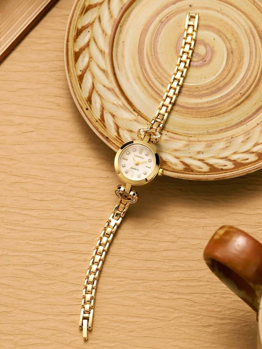 LIANDU LIANDU 1 New Fashion Golden Bracelet Women's Watch, Ornate,Vintage Luxury, Fashion Simple, Elegant Light Luxury, Elegant Hundred Women's Quartz Watch Suitable For Daily Wear And Best Holiday Gifts