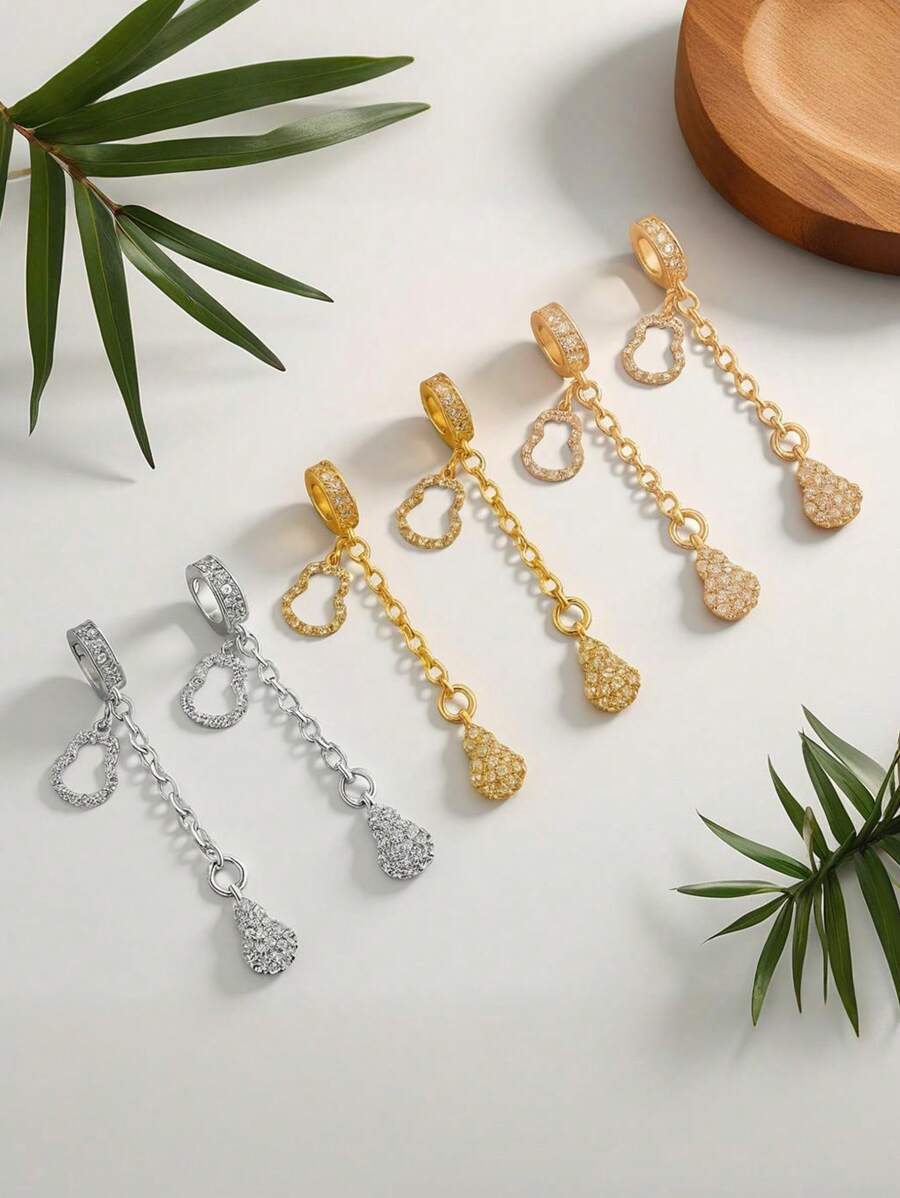1 pieza Collar con colgante de cadena con borla de latón y circonita cúbica en forma de calabaza, accesorio de joyería DIY