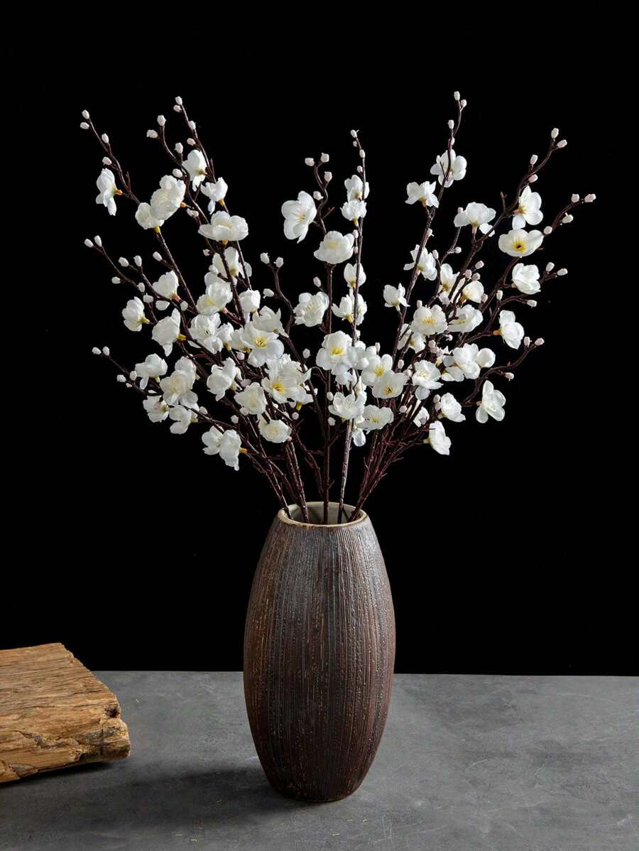 1/3/6 pièce(s)/set de fleurs artificielles de prunier réalistes - branches de soie à tige longue pour arrangements DIY, centres de table et décoration d'intérieur - parfait pour les mariages, les fiançailles et les célébrations intérieures/extérieures. Accessoires de bouquet, vases à fleurs, décoration d'intérieur