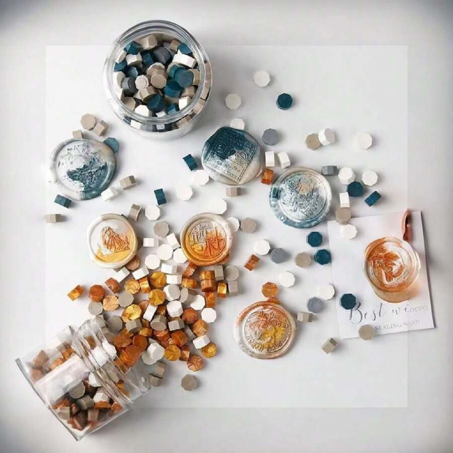 100pcs Colored Wax Beads, Cheap Pearlescent Bulk Nontoxic Vintage Seal Wax Beads Set,Back To School,School Supplies