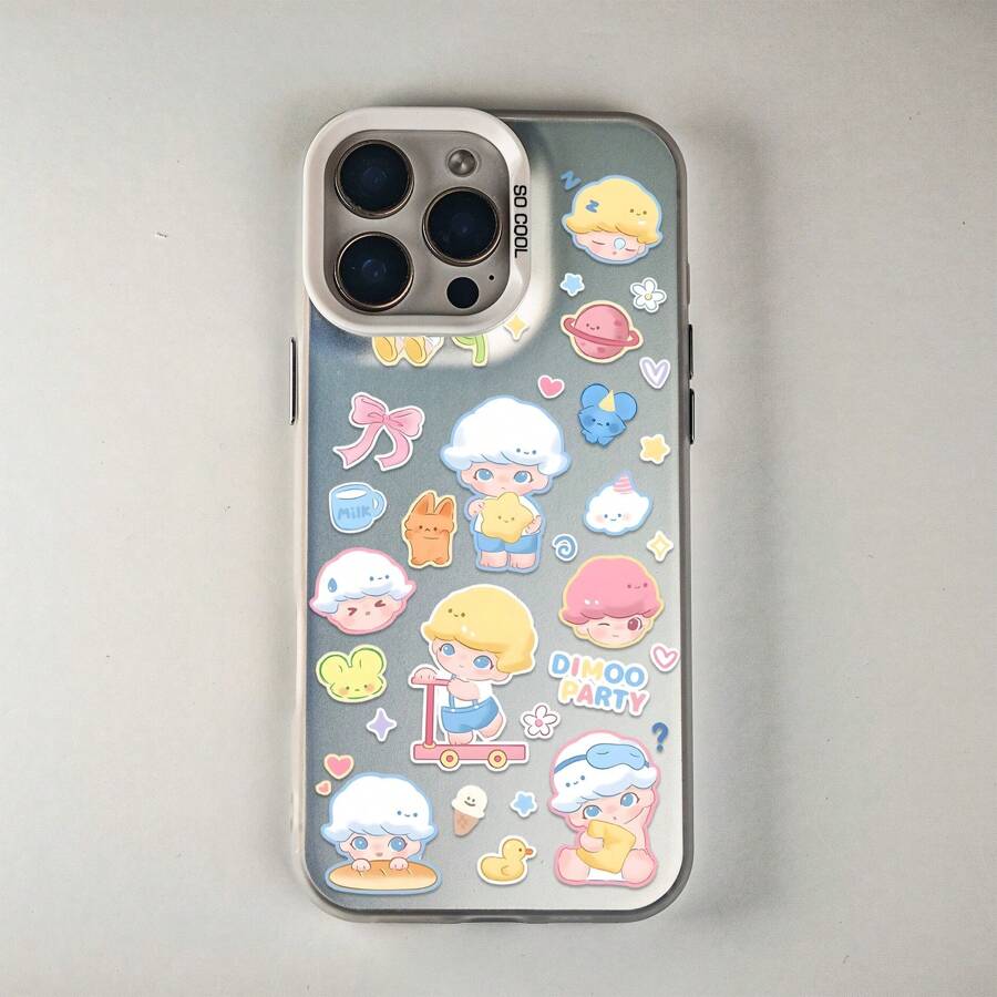 Suitable For IPhone 16/15/14/13/12/11 Pro. Cute Cartoon Character Sticker - Style Collage With "DIMOO PARTY" Motif - Themed Design. Fashionable And Beautiful Protective Case Using PC Material. Ideal Gifts For Family, Friends, Kids, Birthday,Spring, Holiday, Boyfriends, Girlfriends, Valentine's Day.